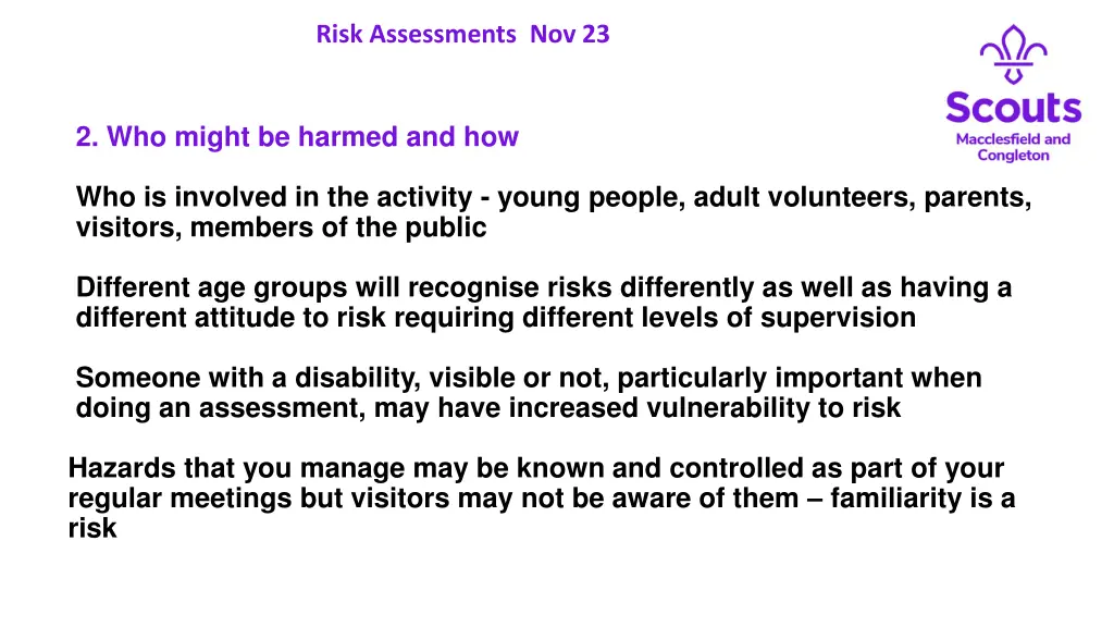 risk assessments nov 23 12