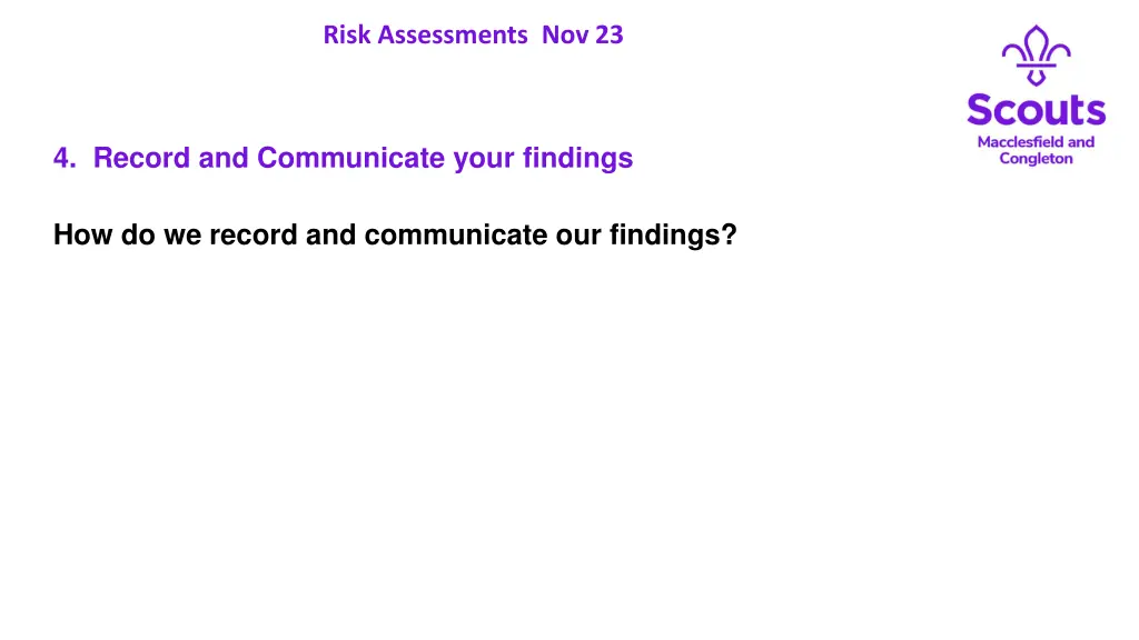 risk assessments nov 23 17