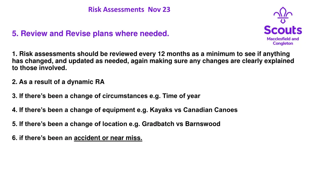 risk assessments nov 23 23