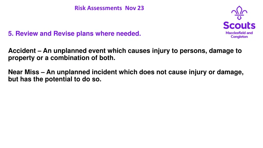 risk assessments nov 23 25