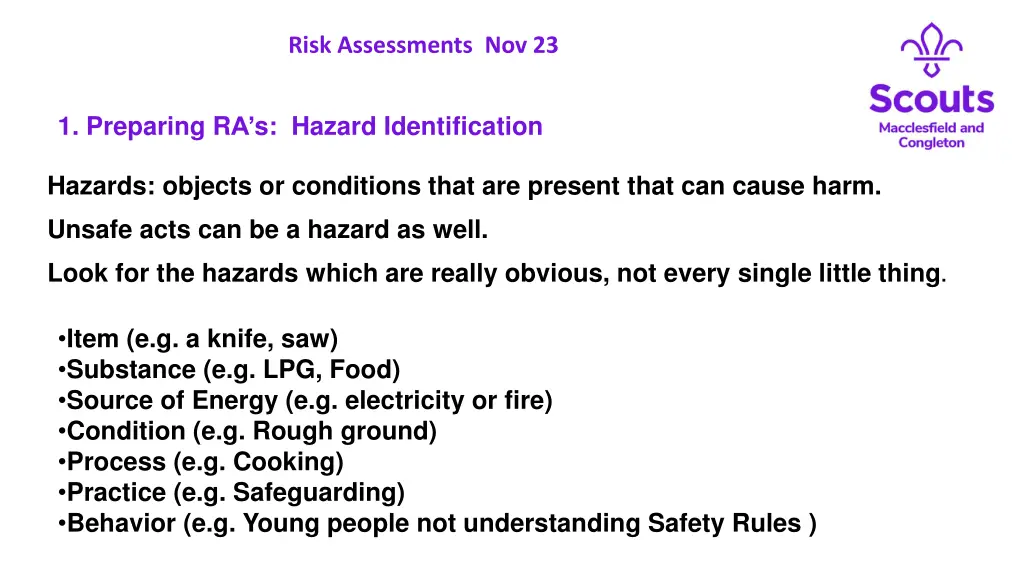 risk assessments nov 23 9