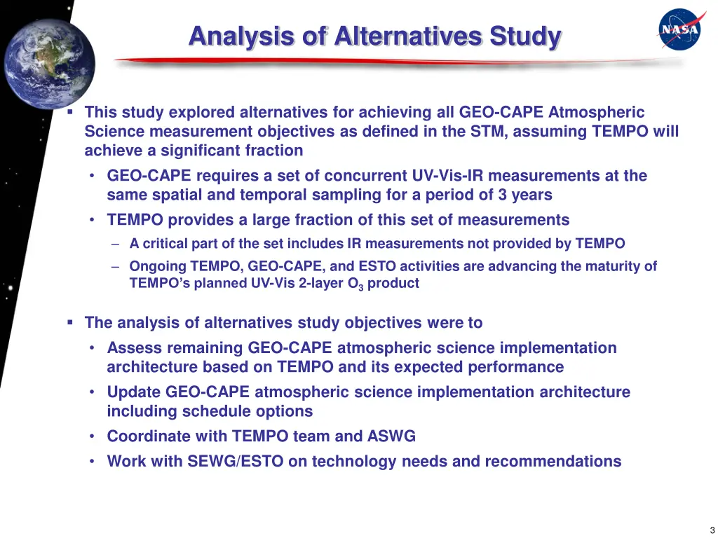 analysis of alternatives study