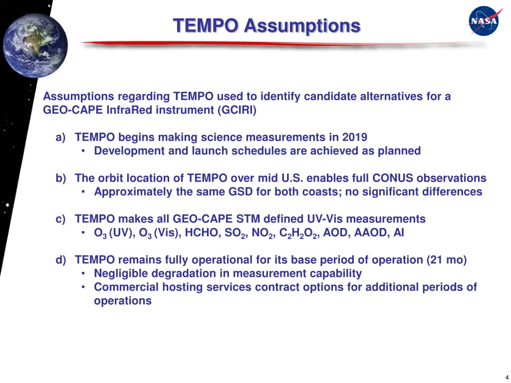 tempo assumptions