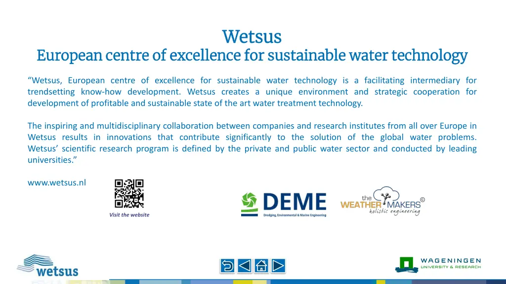 wetsus wetsus for sustainable sustainable water