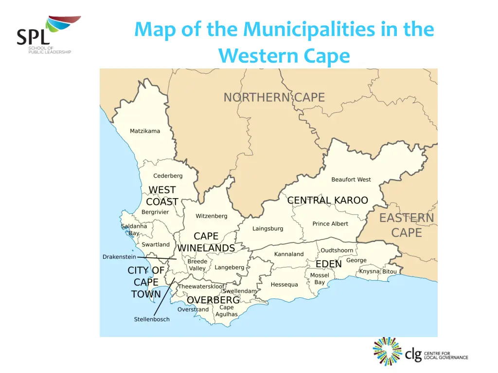 map of the municipalities in the western cape