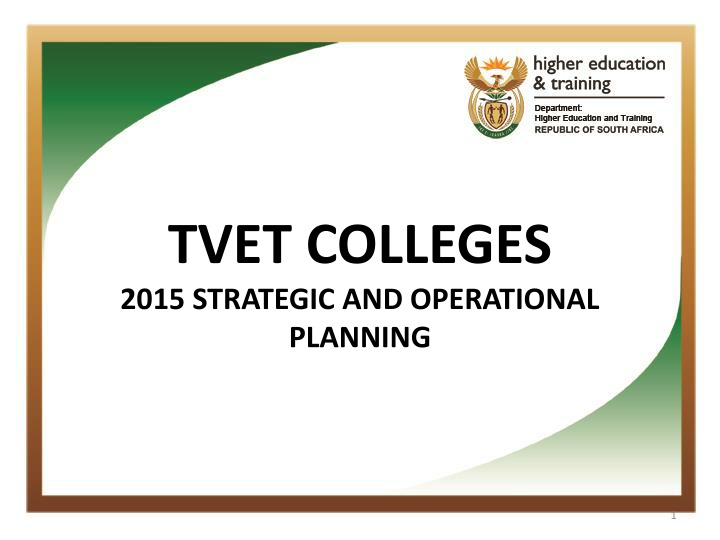 tvet colleges 2015 strategic and operational