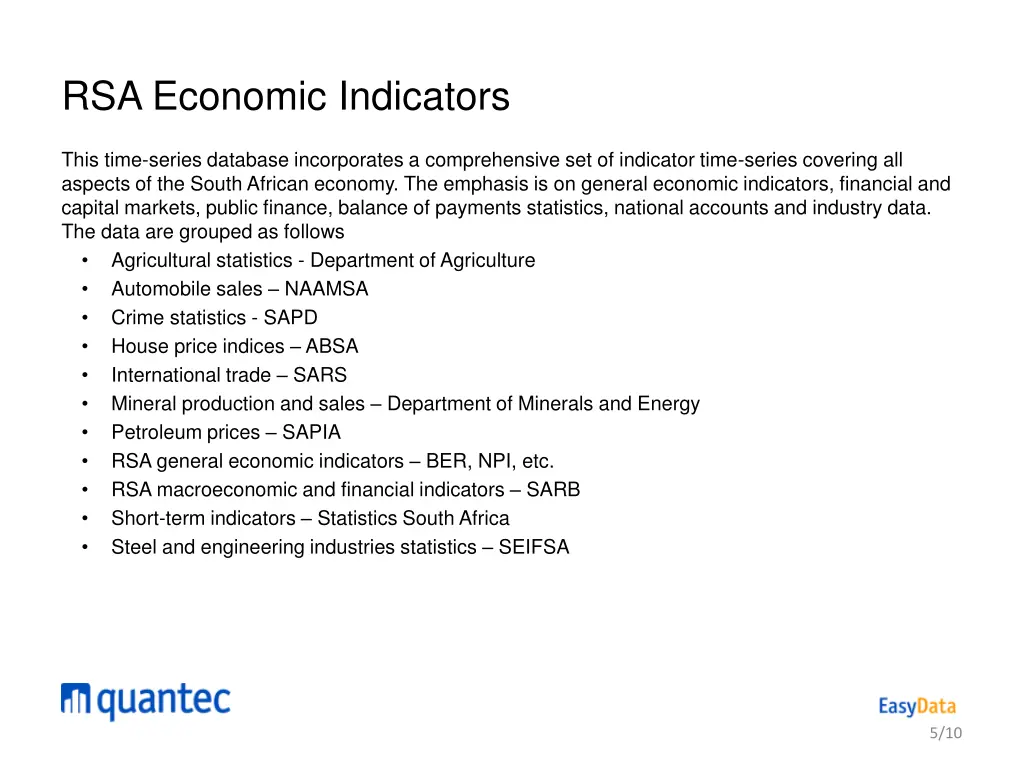 rsa economic indicators