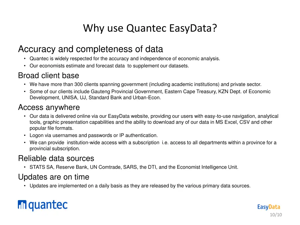 why use quantec easydata