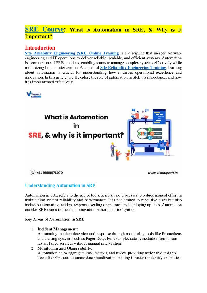 sre course what is automation