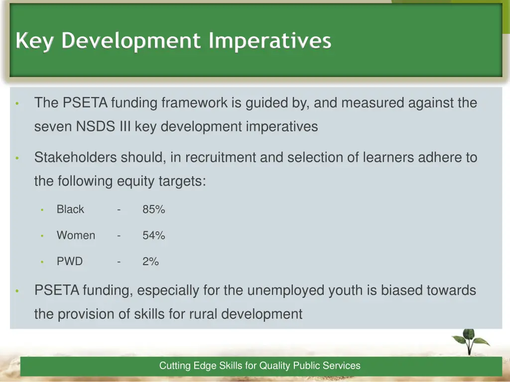 key development imperatives