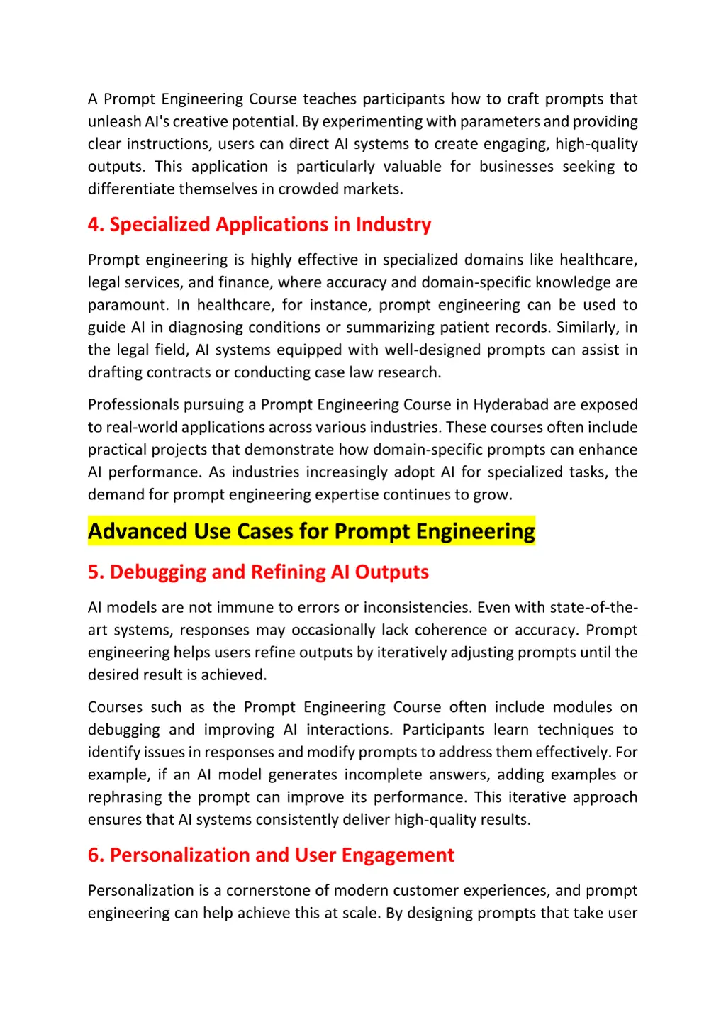 a prompt engineering course teaches participants