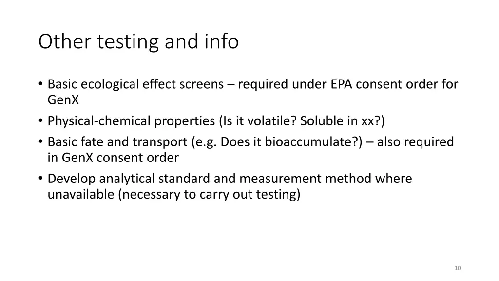 other testing and info