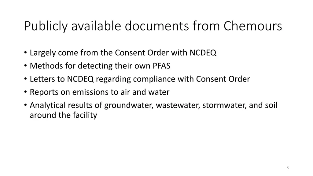 publicly available documents from chemours