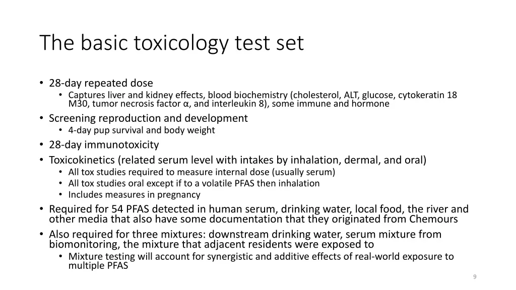 the basic toxicology test set