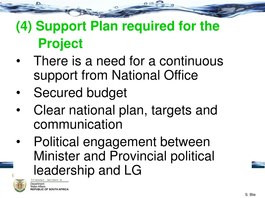 4 support plan required for the project there