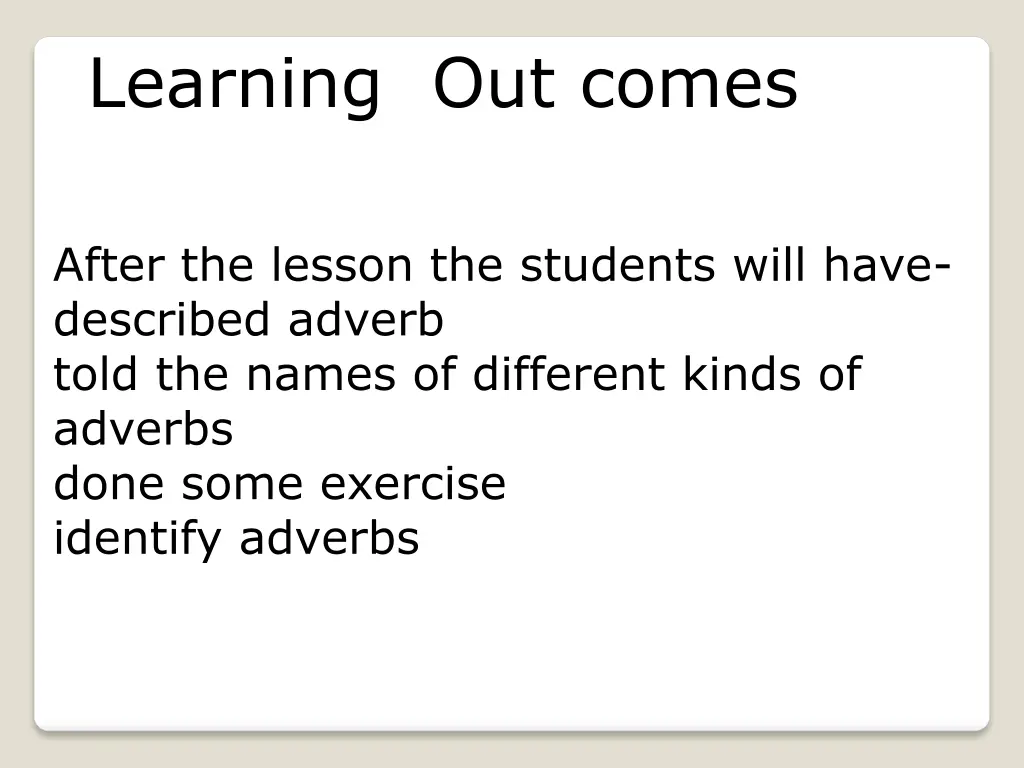 learning out comes