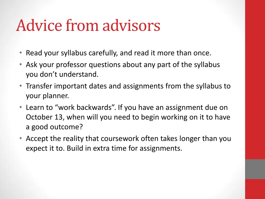 advice from advisors