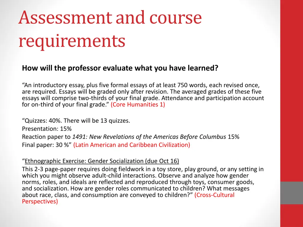 assessment and course requirements