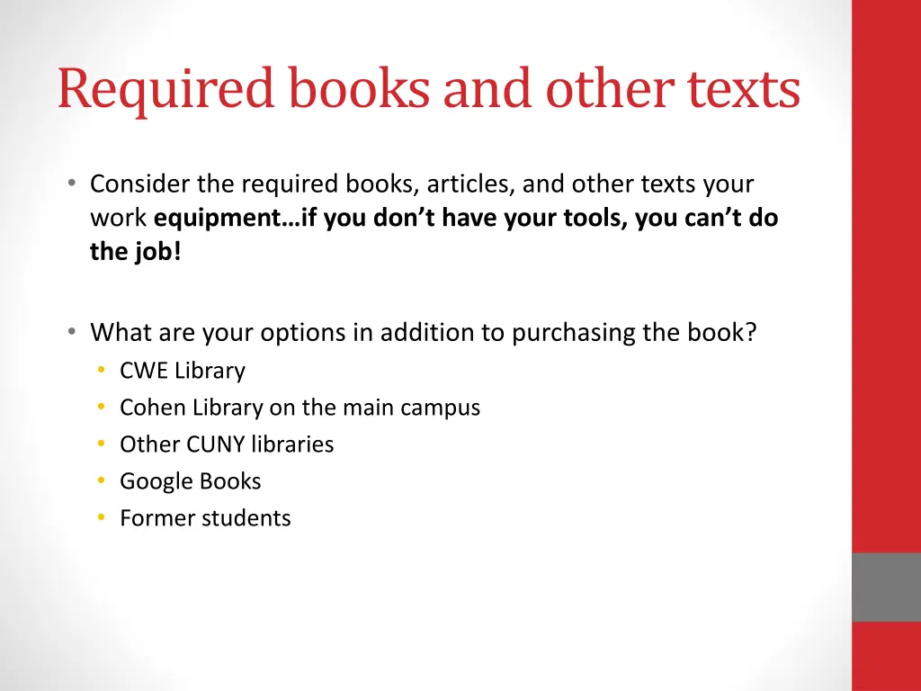 required books and other texts