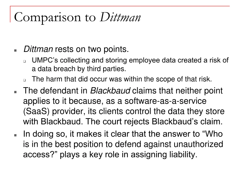 comparison to dittman