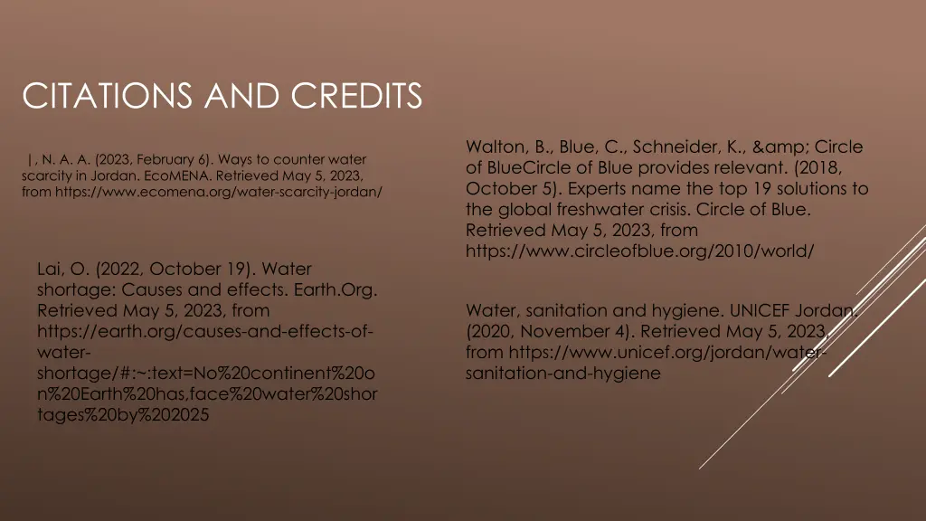 citations and credits