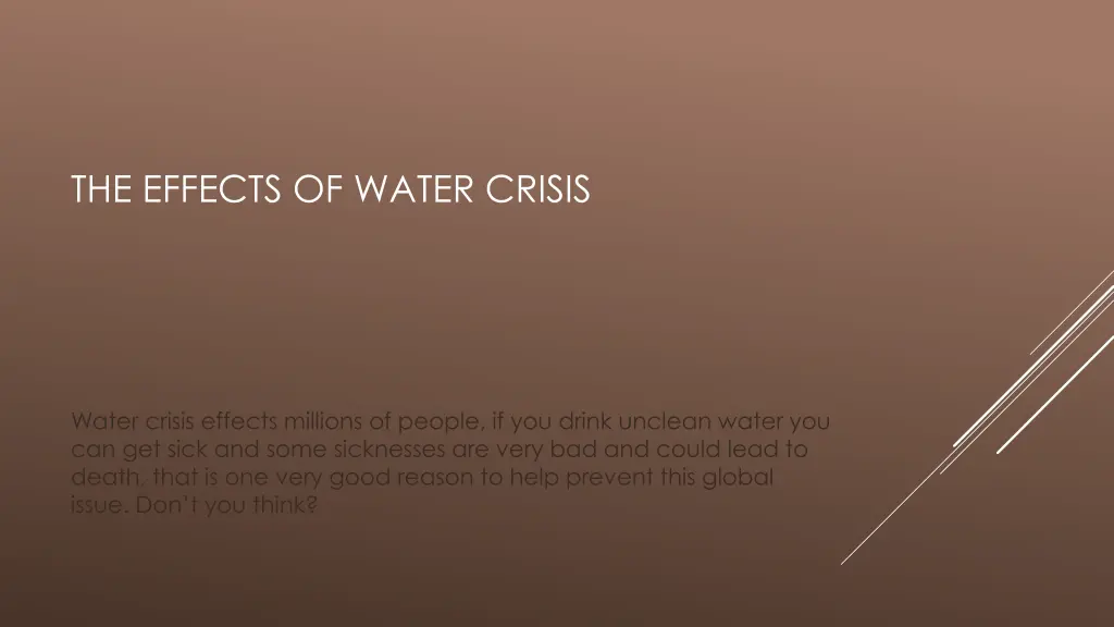 the effects of water crisis