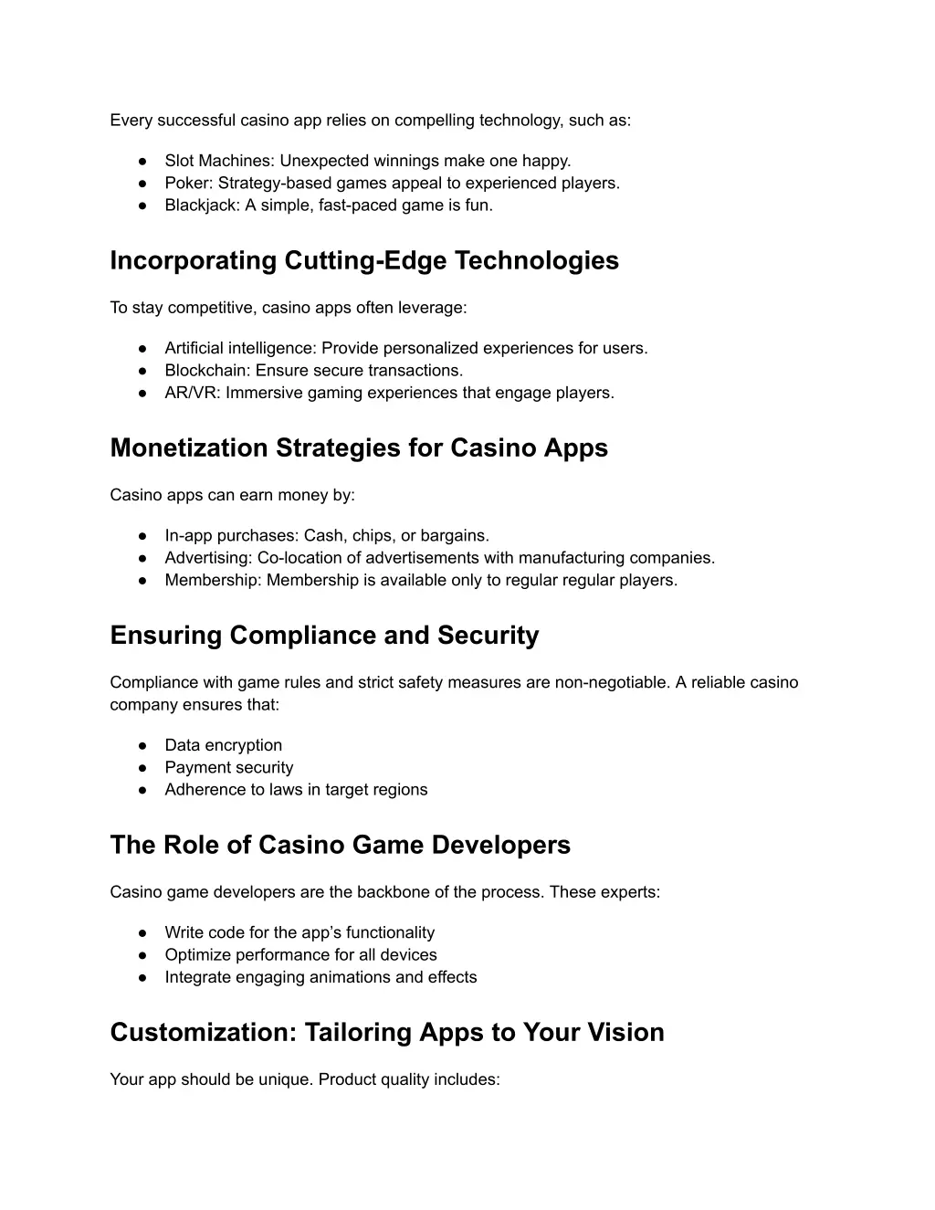 every successful casino app relies on compelling