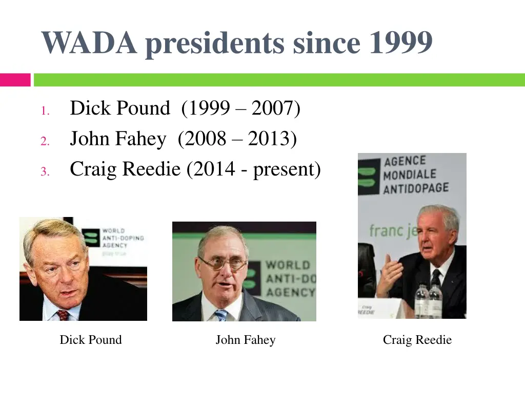 wada presidents since 1999