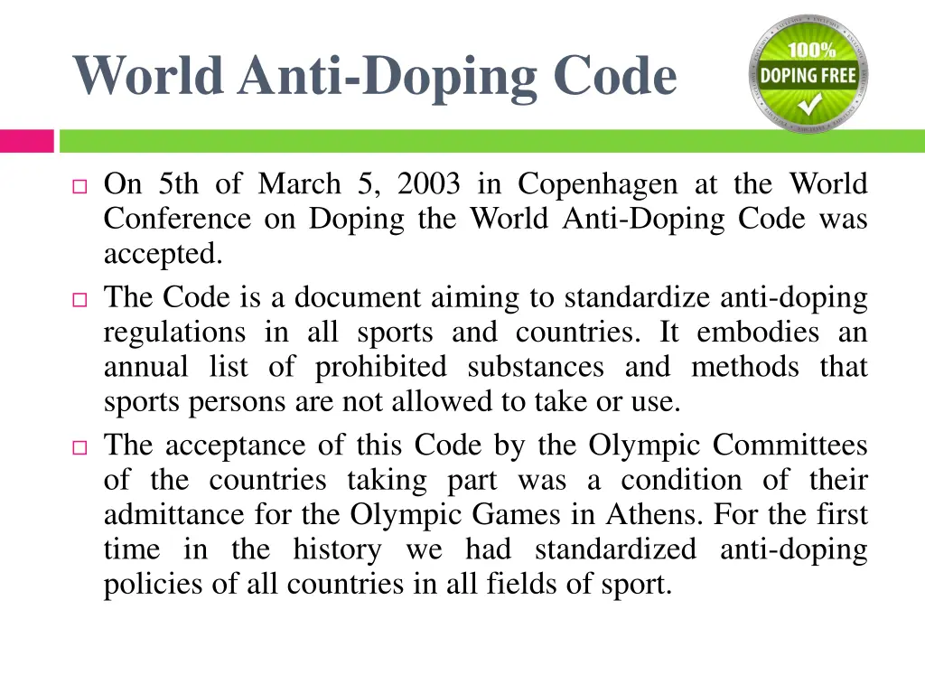 world anti doping code