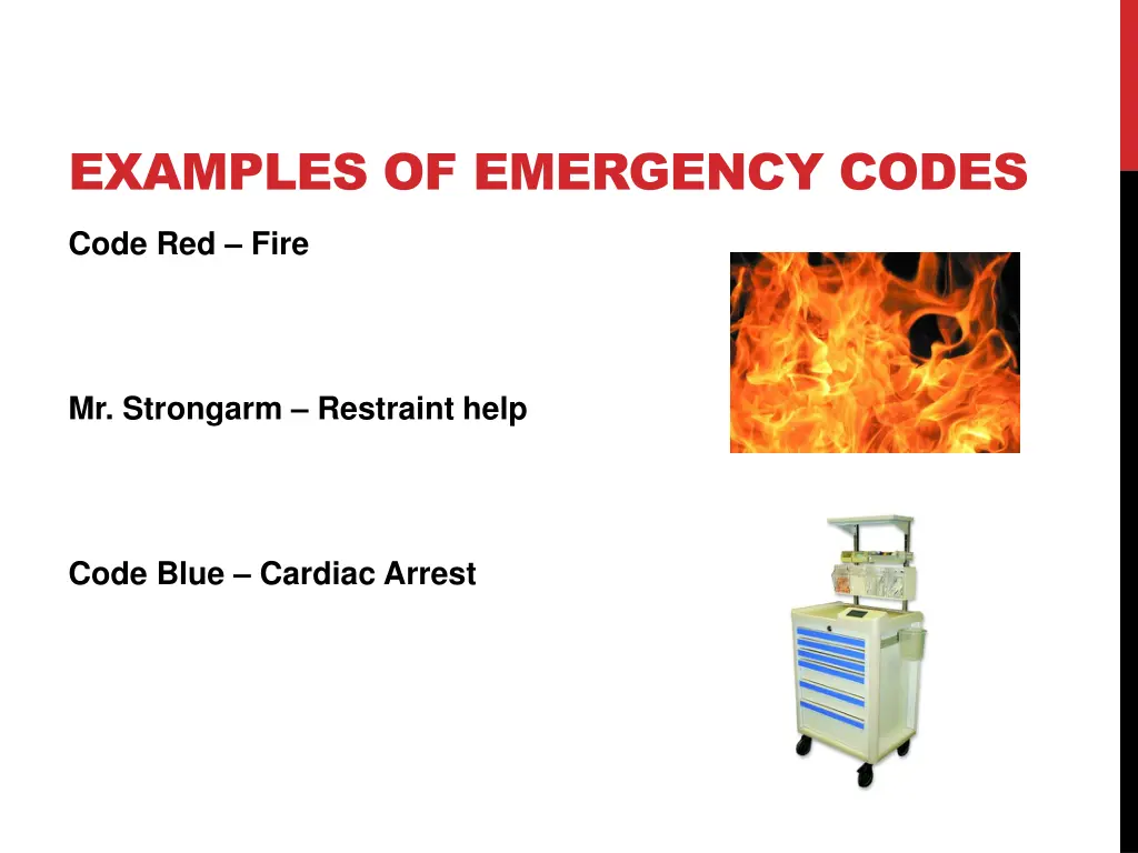 examples of emergency codes