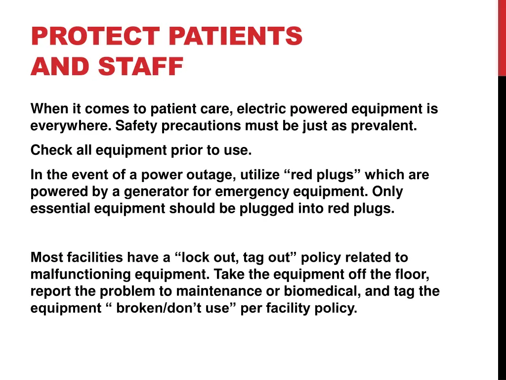 protect patients and staff