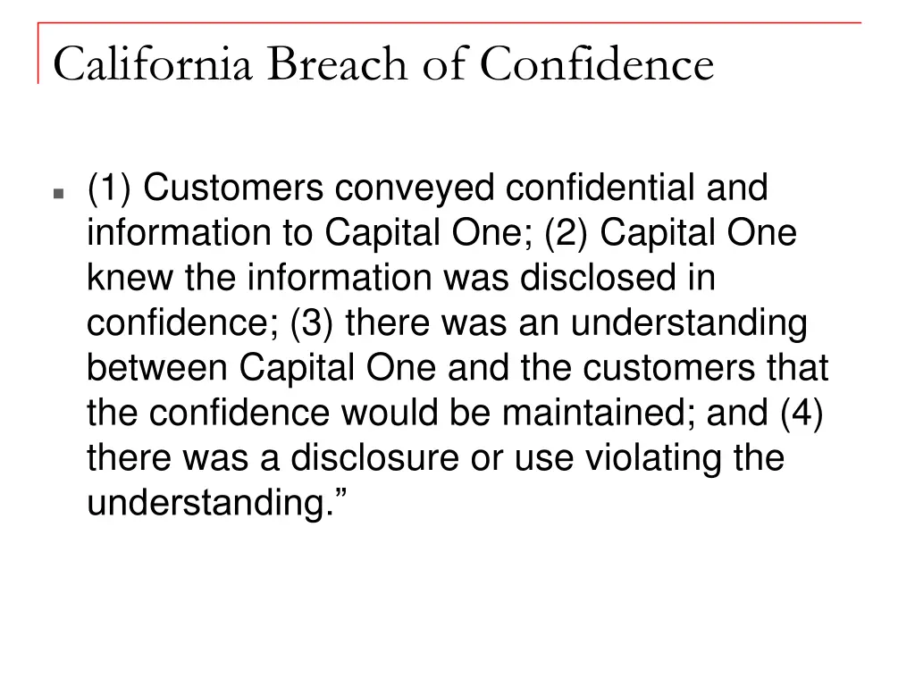 california breach of confidence