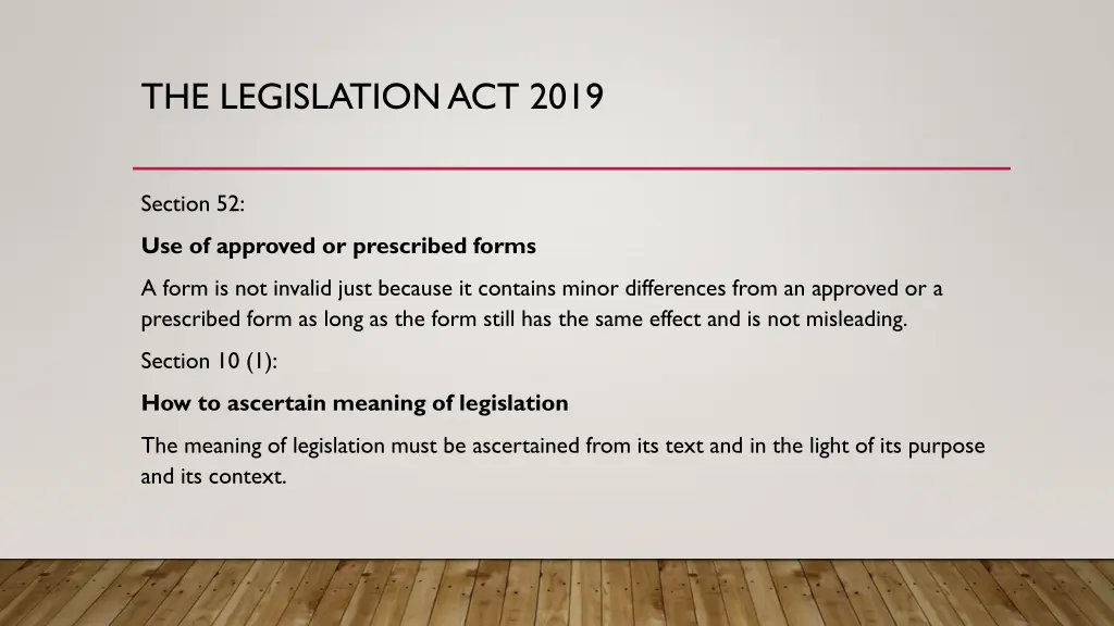 the legislation act 2019