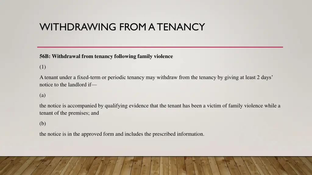 withdrawing from a tenancy