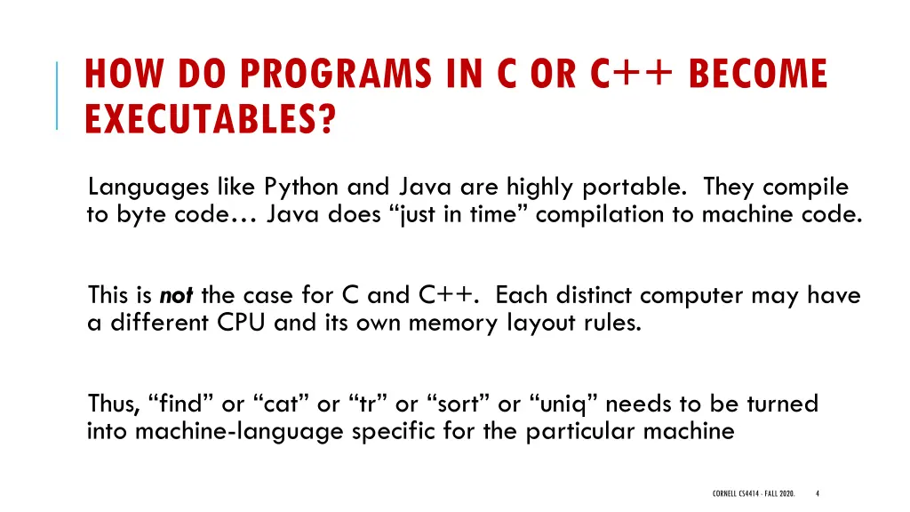 how do programs in c or c become executables