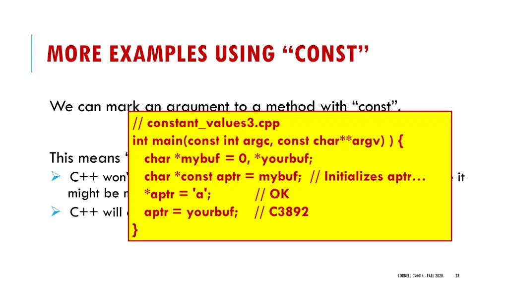 more examples using const 2