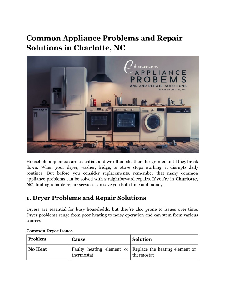 common appliance problems and repair solutions