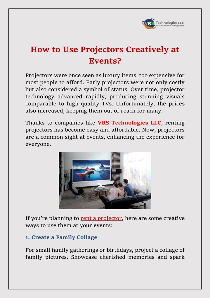 how to use projectors creatively at events