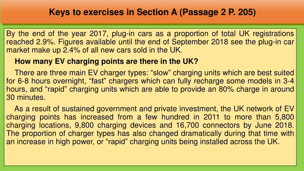 keys to exercises in section a passage 2 p 205 2