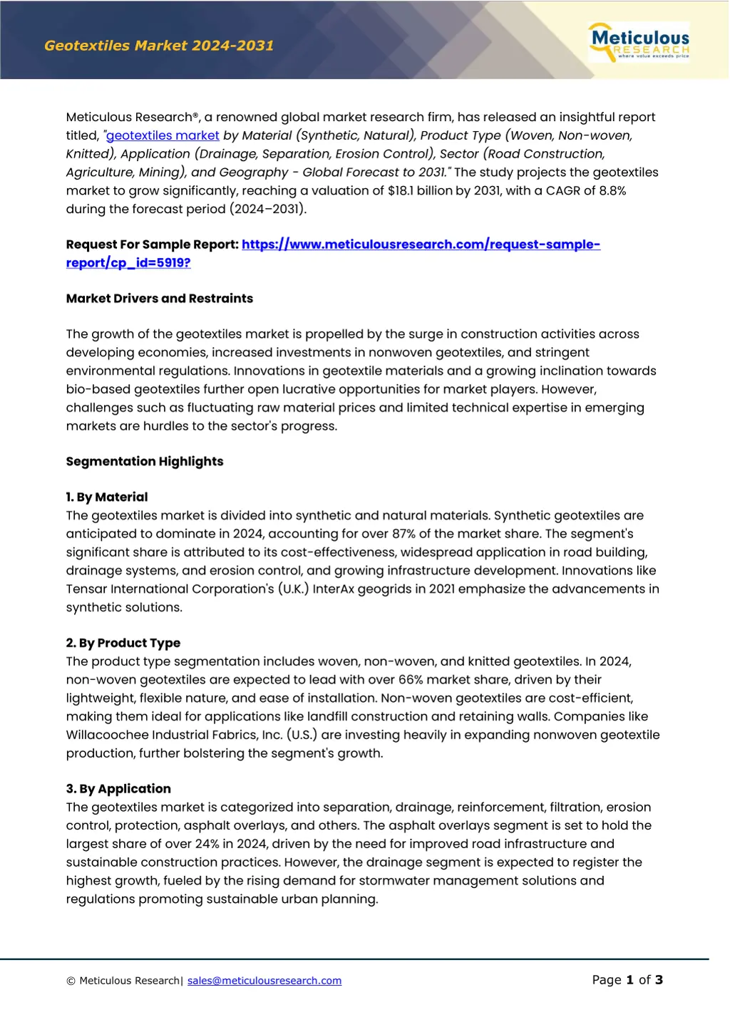 geotextiles market 20 2 4 20 31