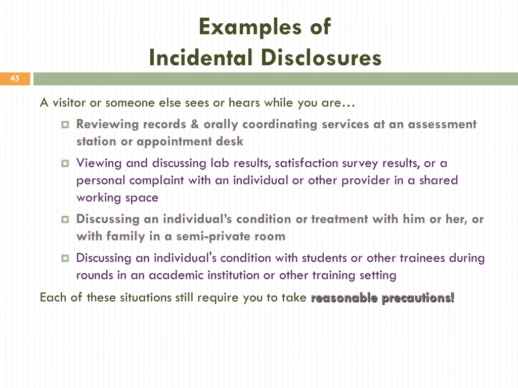 examples of incidental disclosures