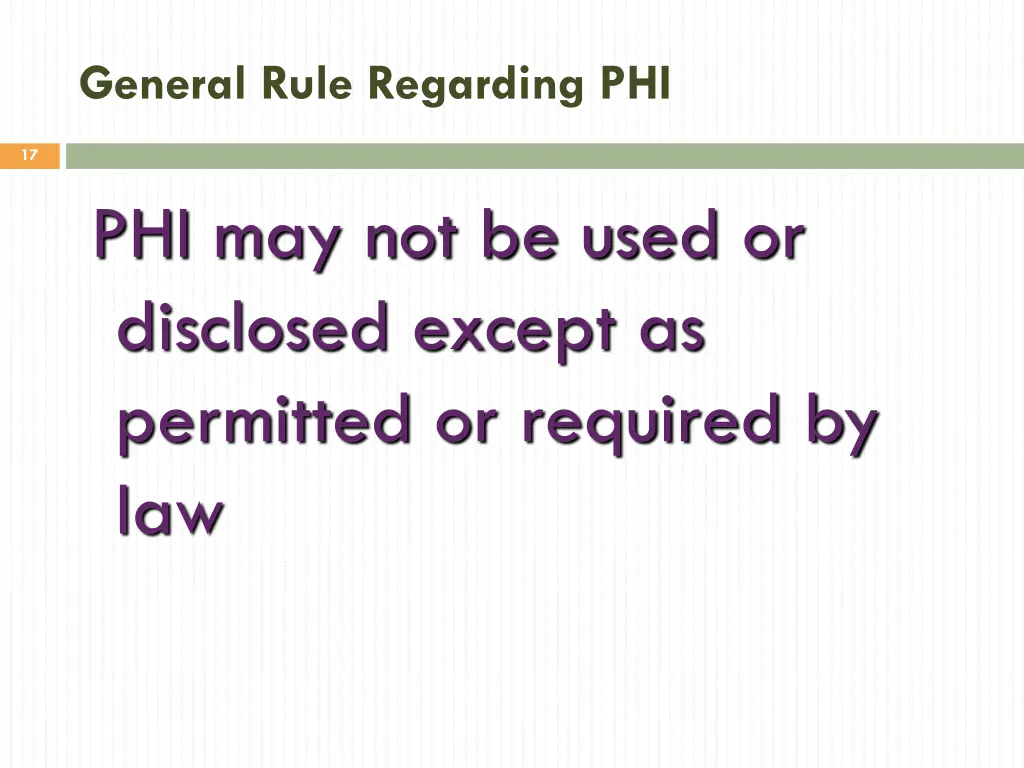 general rule regarding phi