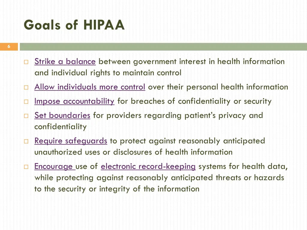 goals of hipaa