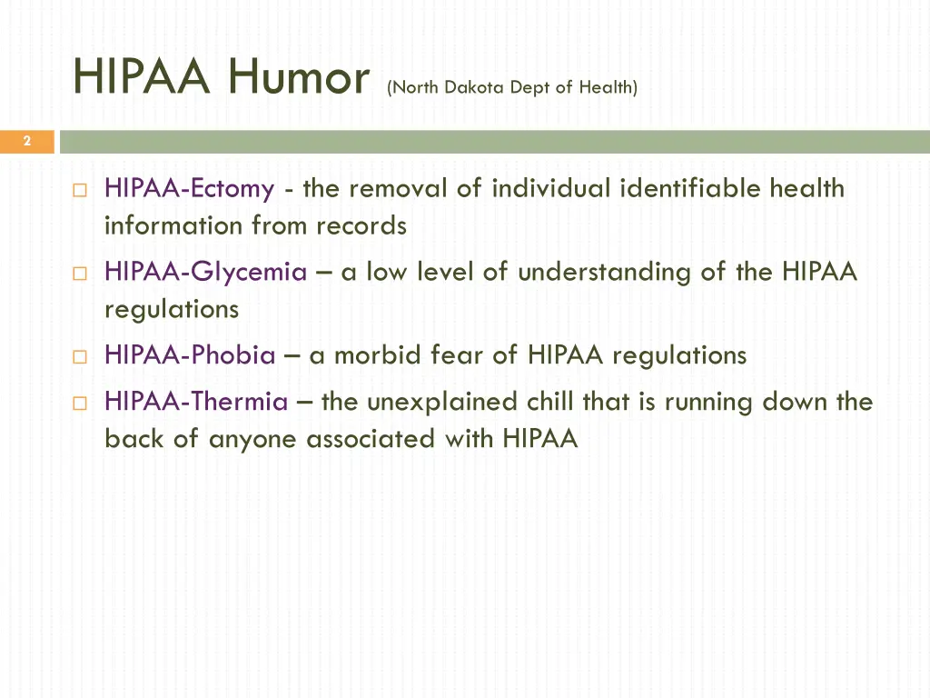 hipaa humor north dakota dept of health