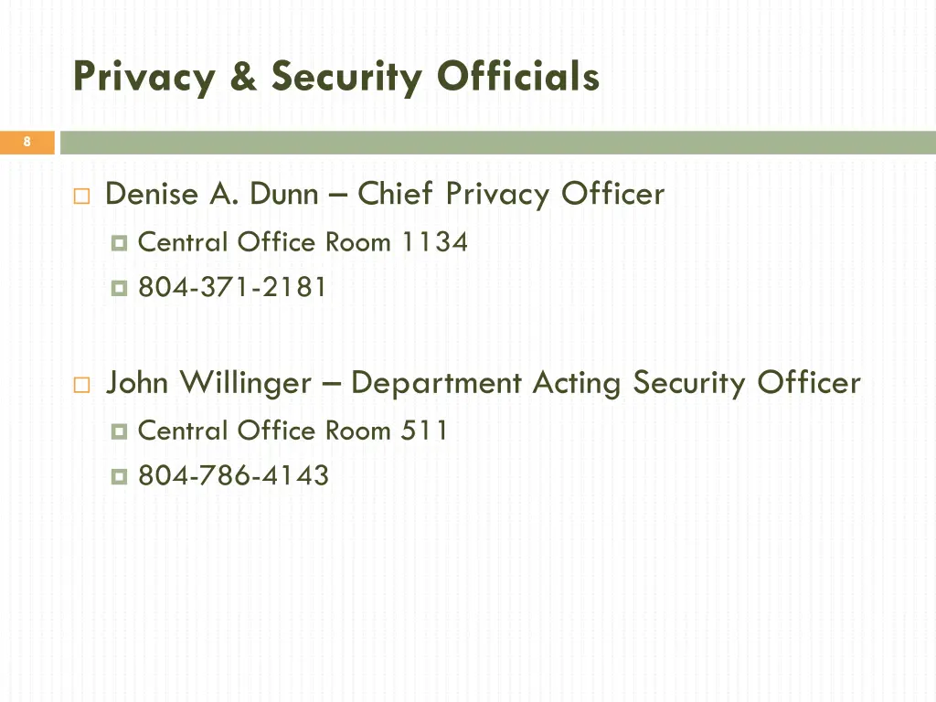 privacy security officials