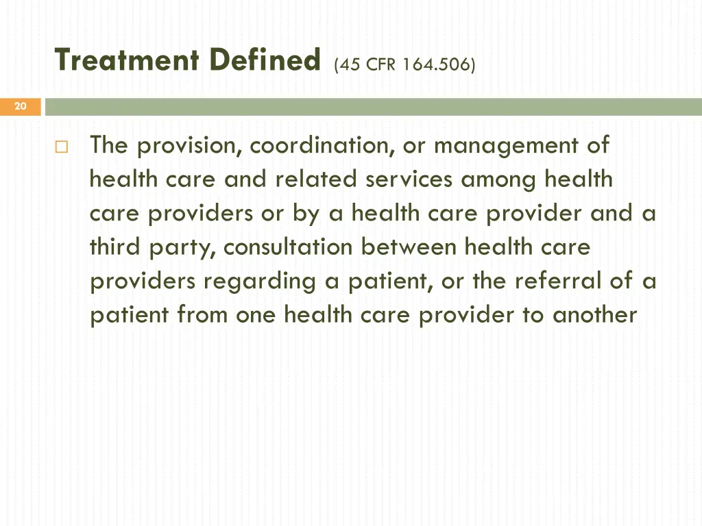 treatment defined 45 cfr 164 506