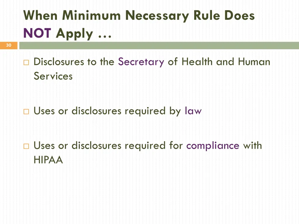 when minimum necessary rule does not apply 1