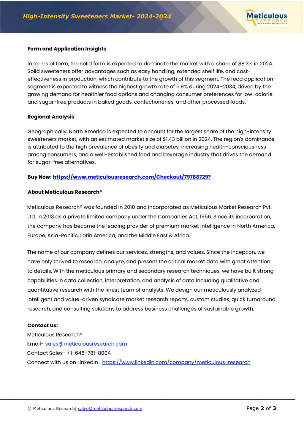 high intensity sweeteners market 2024 2034 1