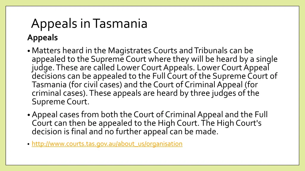 appeals in tasmania appeals