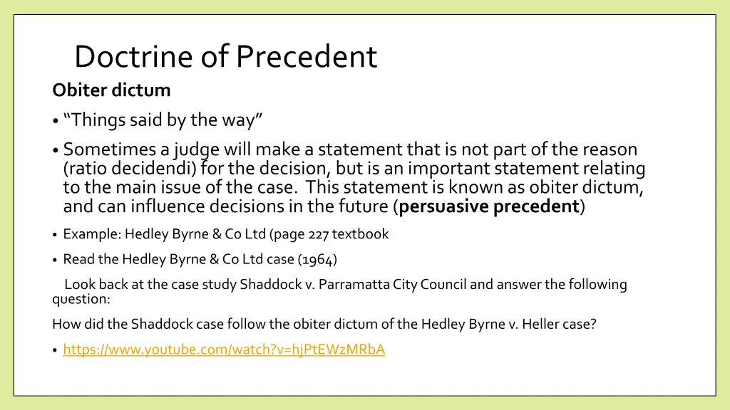 doctrine of precedent obiter dictum